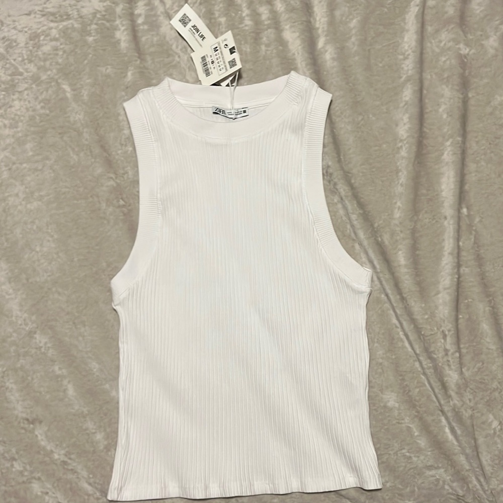 Zara white textured tank